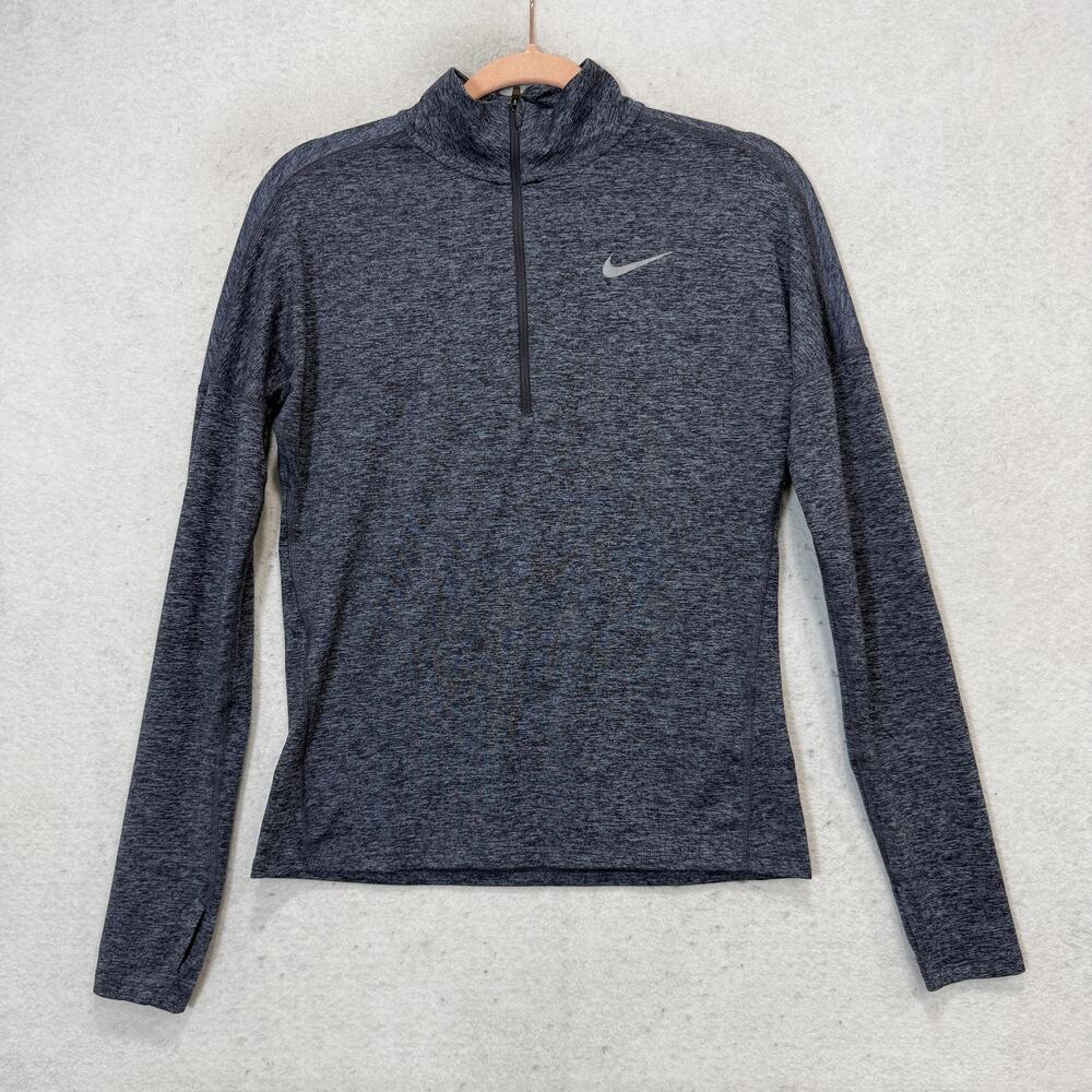 Nike Pullover Womens XS Gray Dri-FIT 1/4 Zip Mock Neck Long Sleeve Running Top
